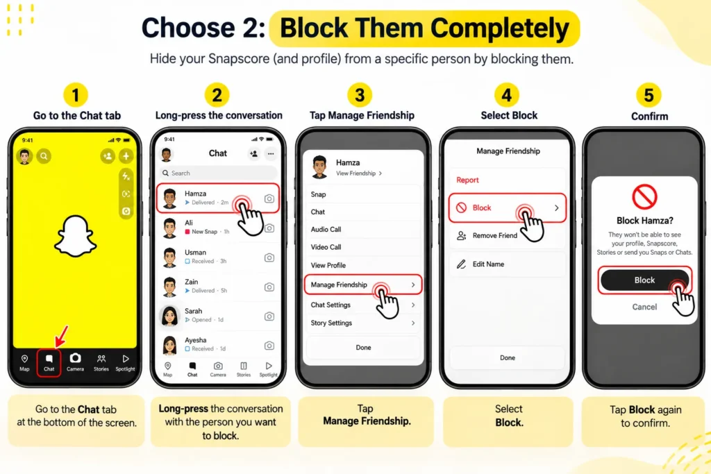 how to hide your snapscore from a specific person