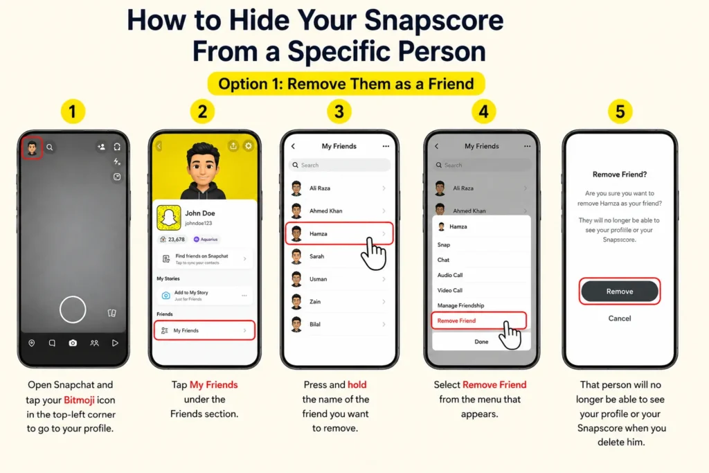 how to hide your snapscore from a specific person