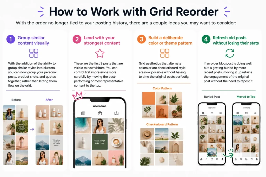 how to rearrange your instagram profile grid