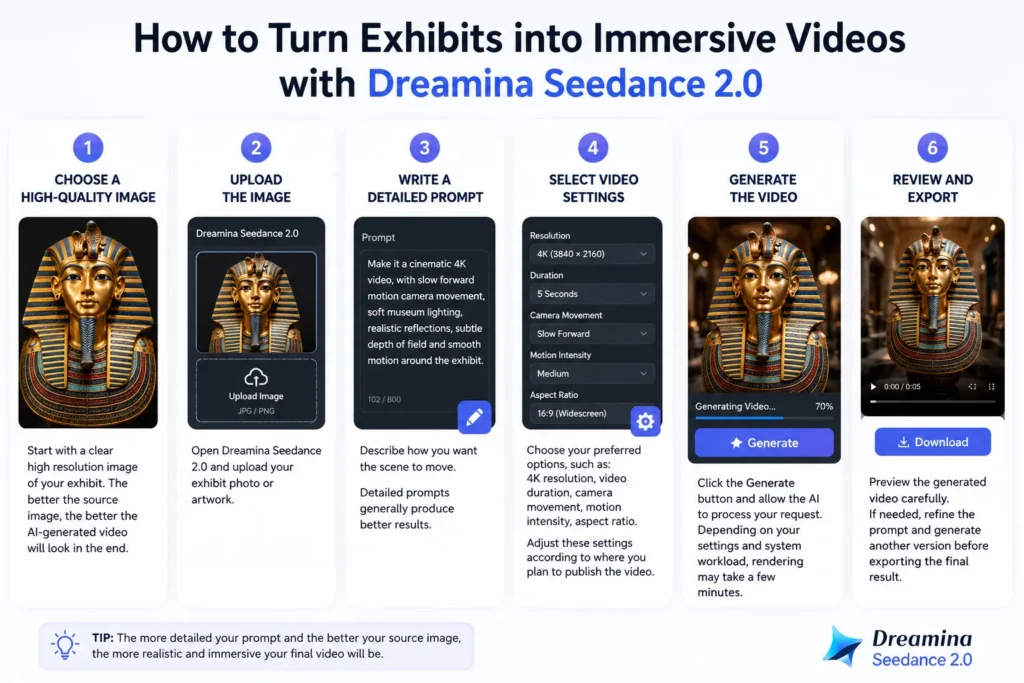 how to turn exhibits into immersive videos with dreamina seedance