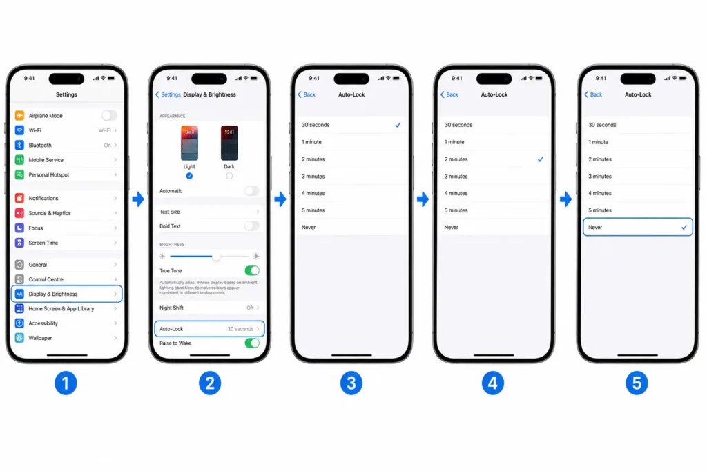 how to turn off or extend auto lock