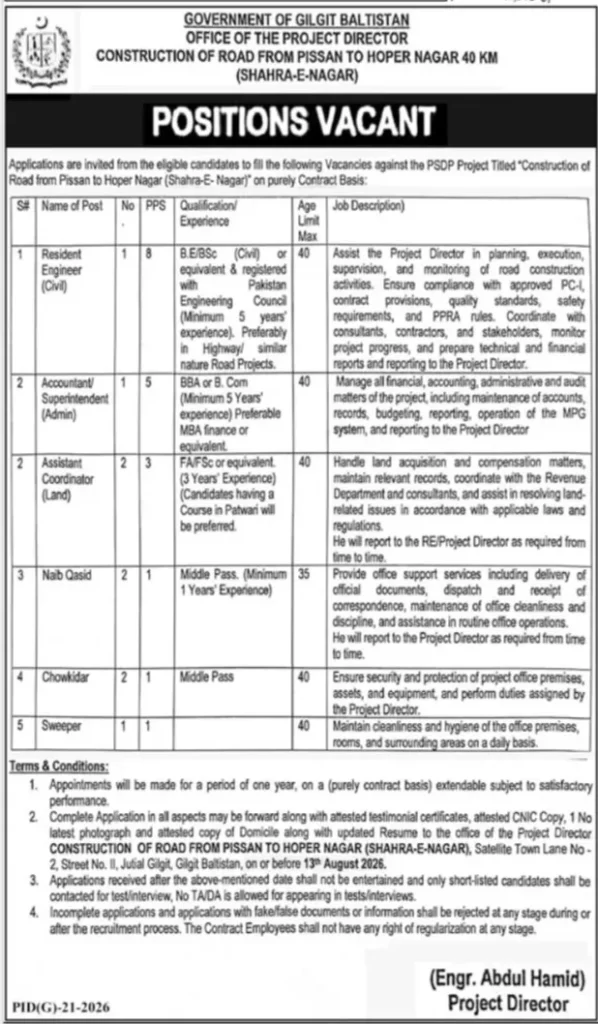 office of project director gilgit baltistan jobs