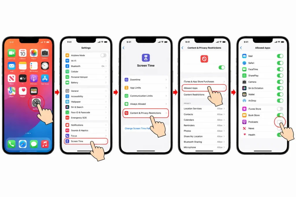 restrict apps through screen time