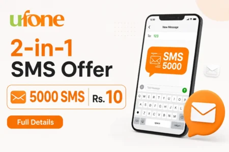 Ufone 2-in-1 SMS Offer 2026: 5000 SMS for Rs. 10, Full Details ufone 2 in 1 sms offer