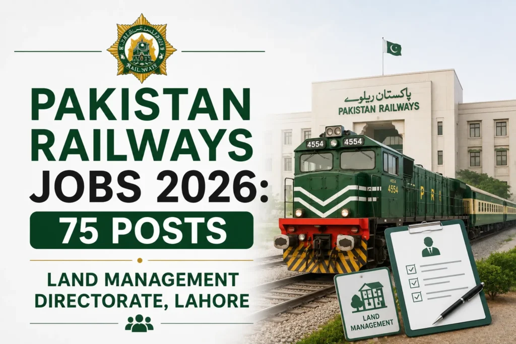 Pakistan Railways Jobs 2026: 75 Posts, Land Management Directorate, Lahore pakistan railways jobs