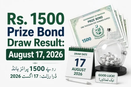 Rs. 1500 Prize Bond Draw Result: August 17, 2026 rs. 1500 prize bond draw result