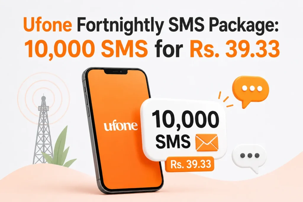 Ufone Fortnightly SMS Package 2026: 10,000 SMS for Rs. 39.33 ufone sms package